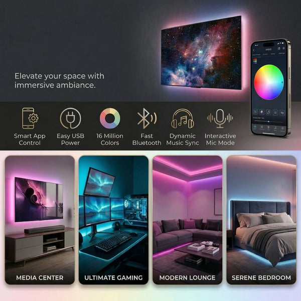 Ambient RGB LED Room Strip Light