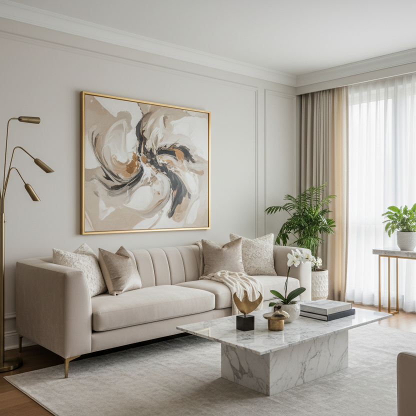 An aesthetic room with premium decor. Square image dimensions