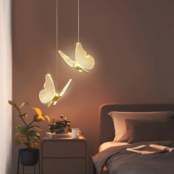 Golden Butterfly Glow Ceiling Pendant