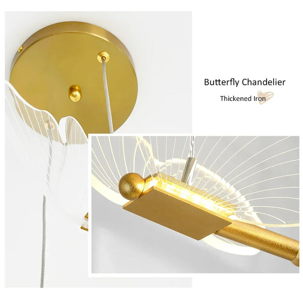 Golden Butterfly Glow Ceiling Pendant