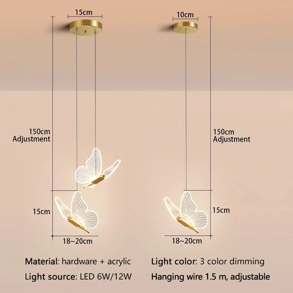 Golden Butterfly Glow Ceiling Pendant